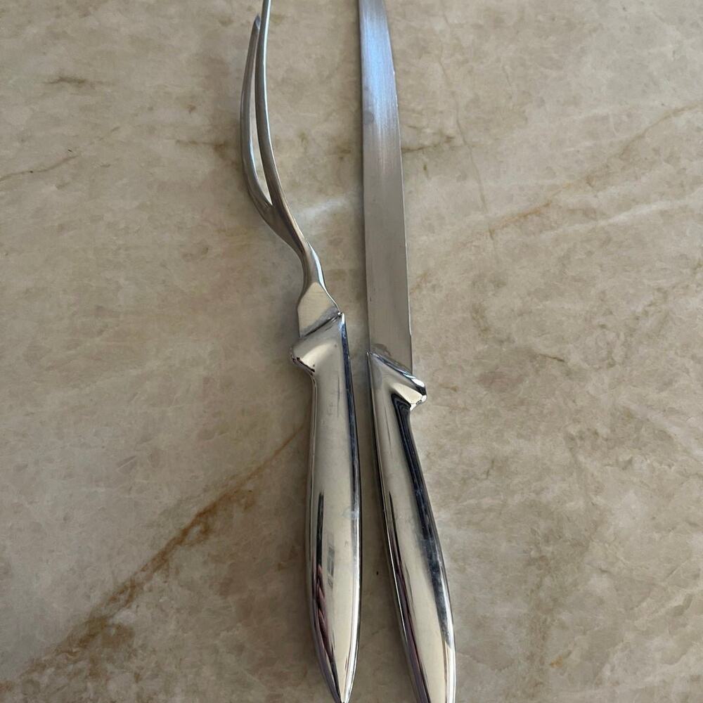 Vintage Carvel Hall carving set knive and fork satin stainless steel